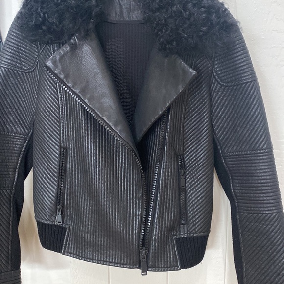 Ellie Tahari leather Bomber Jacket Size Small - Picture 5 of 14